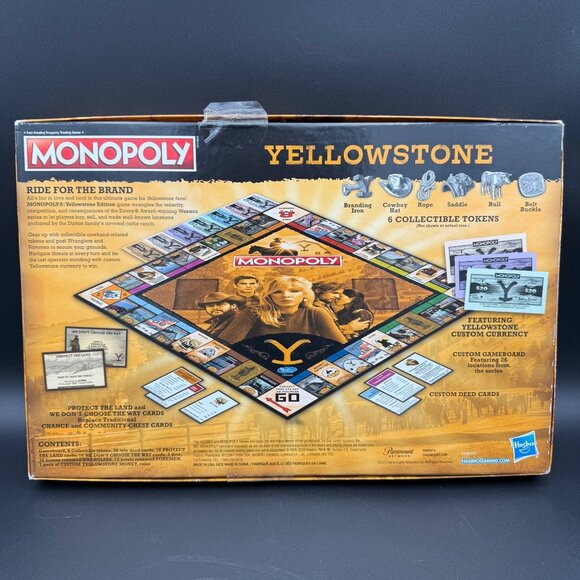 Yellowstone Monopoly Board Game Includes Custom Cards & Tokens Hasbro Open Box - Picture 4 of 4